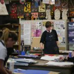 Students creating images for stop motion animation